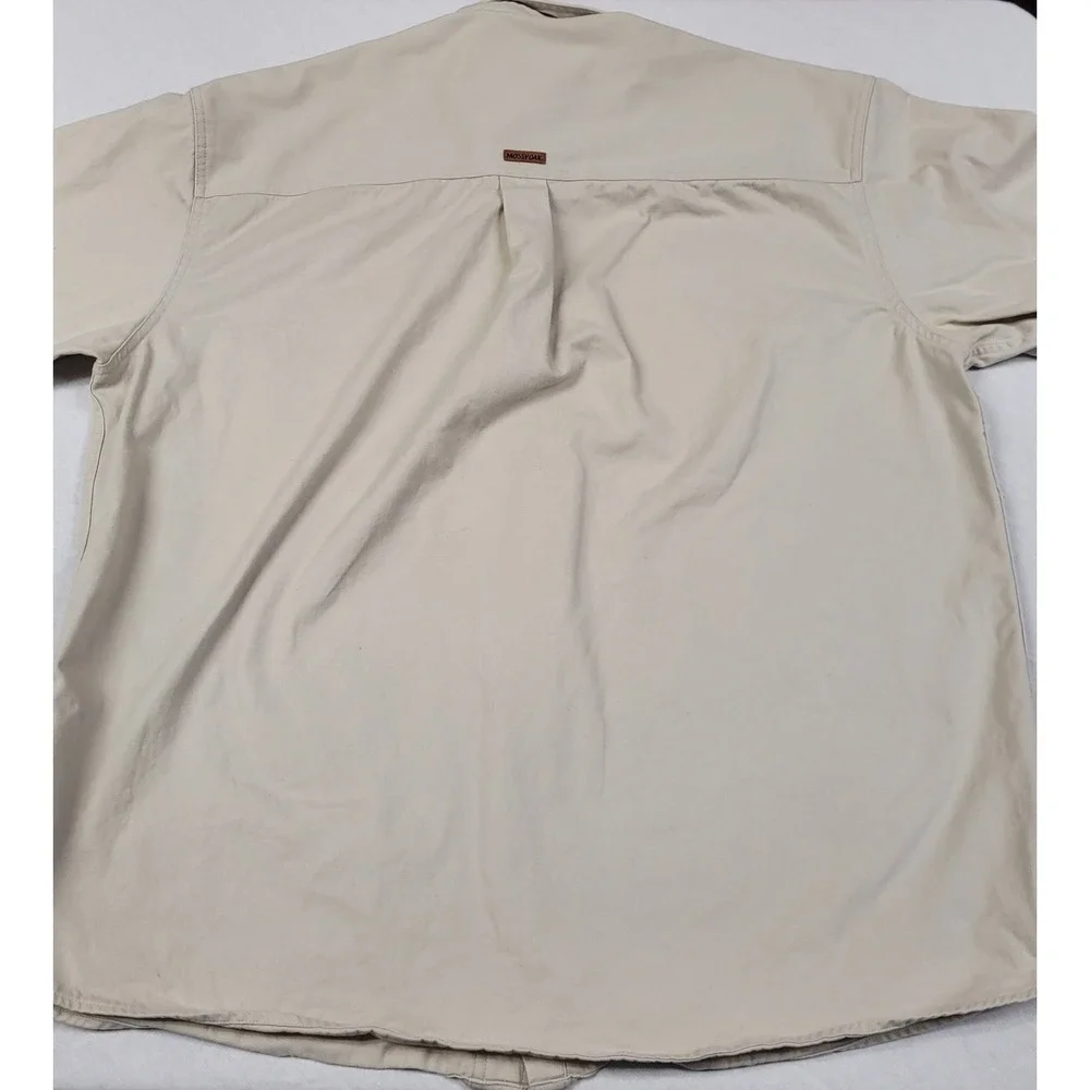 Mossy Oak Men's Open Range Long Sleeve Khaki Shooter Shirt Twill Cotton Size XL